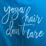 Gaiam  Womens Tee T Shirt XS Yoga Hair Dont Care Teal Turquoise Blue Bust 38” Photo 1