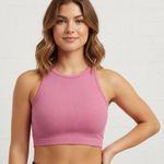 Jockey Pink Ribbed Sports Bra Size L Racerback Stretch Comfort Activewear Size L Photo 0