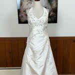 Gorgeous Casablanca Taffeta Halter Wedding Gown! White Size 12 Photo 0