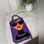 Novelty Lady Face Shoulder Bag faux Leather Messenger Travel Handbag (Purple) Purple Photo 3