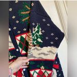 PBJ Sport Vintage Navy Ugly Christmas Ramie Blend Button Up Cardigan Sweater Blue Size L Photo 5