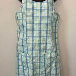 Blue Yellow Plaid Skirt Overall Jumper 80s Vintage Size Medium Photo 1