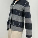 vintage 100% wool striped button down blazer jacket gray black size L Size L Photo 5