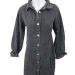 Blue B Black Washed Denim 3/4 Puff Sleeve Button Down Jeans Shirt Dress Size L Size L Photo 2