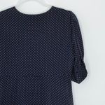 ZARA  Navy Blue Polka Dot V Neck Satin Wrap Mini Dress Womens Size M Puff Sleeve Photo 8