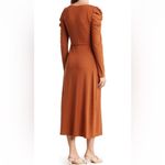 WAYF  Puff Long Sleeve Midi Dress in Rust NEW Photo 7