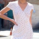 Brandy Melville White Floral Wrap Dress Photo 0