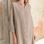 SAUTHS linen maxi dress in almond stripes large Tan Photo 0
