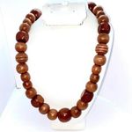 Handmade Wooden Beaded Necklace Cherry-Tone Wood Photo 0