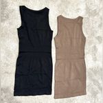 OQQ Seamless Ribbed Shapewear Tank Dresses, Black & Tan, Sz S Photo 2