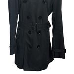 Burberry  Brit Trench Coat Women’s Small Black Belted Double Breasted Classic Photo 3