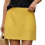Theory  Butter Yellow Pocketed Wool Mini Skirt‎ EUC Size 6 Photo 0