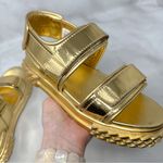 Giuseppe Zanotti NEW  Blabber Gummy Chrome Gold Leather Platform Dad Sandals 36 Photo 3