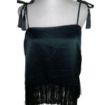 Rachel Zoe Silk Satin Like Fringe Tassel Top spring BoHo formal revolve emerald Photo 0