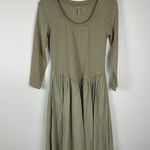 Free People  Sage Green Beach Aelia Drop-Waist Midi Dress Flared Women’s Sz M Photo 2