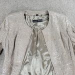 Pamela McCoy Leather‎ Jacket Womens M Cream Silver Animal Print Banded Longline Size M Photo 14