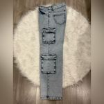 Bamboo  Light Blue Straight Leg Cargo Jeans Size 9 Photo 3