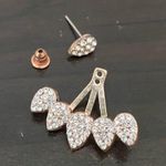 Unsigned Waterdrop Ear Jacket Rhinestones Rose Gold Photo 12