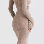 House Of CB  Giovanna Stone Floral Lace Long Sleeve Maxi Dress M Photo 1