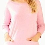 Lilly Pulitzer Cobo Sweater S Pink Glitter Sleeve Boatneck Front Pockets Preppy Photo 0