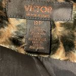 Victor Alfaro Beaded Leopard Print Faux Fur Jacket Size Petite 12P Black Photo 12