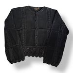 Vintage Scully Black Suede Leather Crochet Lace Jacket Western Boho Cowgirl 12 Photo 0