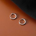 925 Silver Plated Small Hoop Earrings, 10mm Silver Hoop Earrings Photo 0