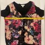 Charter Club  Black Multi Sequin Floral Button Up Plus Lightweight Cardigan Photo 4
