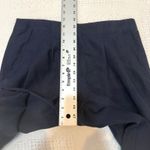 Loft XS navy wide leg cropped linen pleated button front pant P 2785 Photo 5