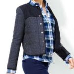J.Crew EUC  Navy Chevron Tweed Side Snap Topper Jacket Medium Photo 1