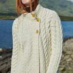 Aran Woollen Mills Super Soft Merino 3 Button Sweater Ivory Medium Photo 0