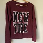 Jacqueline De Yong Classic New York Crewneck Burgundy Sweatshirt Size Small Red Photo 2