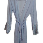 Via Nicci Vintage Delicate Sheer Periwinkle Lace Robe Tie Belt Size S/M Blue Photo 0