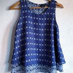 Saks 5th Avenue BLUE by Saks Fifth Avenue - Double Layered blue patterned tank- Tailored to Sz S Photo 0