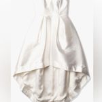 Parker BLACK Roxanne Strapless Dress Womens 16 Off White Satin High Low Gown Photo 2