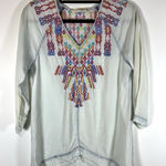 Soft Surroundings EMBROIDERED Mixteca TUNIC Top Size XS TENCEL Chambray V-NECK Photo 0