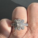 Judith Ripka  925 Sterling Silver CZ Floral Ring Size 7 EUC Photo 5