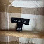 Talbots  Plaid Button Up Shirt Small Metallic Long Sleeve Classic Preppy Neutral Photo 3