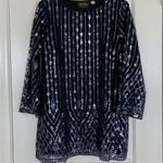 Bob Mackie Vintage Black gauze with blue sequins Wearable Art Gown Prom top NWT Photo 0