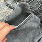 Denim Elastic High Waist Cuffed Shorts Black Large Photo 1