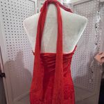 ZARA  Orange Floral Ruched Halter Neck Midi Dress Photo 8