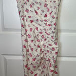 ZARA  NWT Floral Ruched Midi Dress Small Sweetheart Neck Button Smocked Back Photo 0