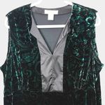 Silk Assets Velvet Paisley Sleeveless Top Women’s 1X Emerald Silk Rayon Babydoll Green Photo 1