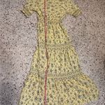 Max Studio  Flowy Ruffle Collar Tiered Yellow Floral Maxi Dress  medium Photo 8