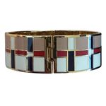 Spartina 449  Daufuskie Island hinged bangle bracelet Gold Black White Red Photo 2
