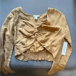 Kirious  Gold Satin Printed  Twist Front Blouse Photo 2