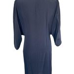 Stella McCartney  Silk Crepe De Chine High Neck Split Sleeve Dress Navy 38 US 8 Photo 1