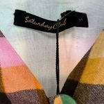 Saturday Club S plaid sleeveless dress ruffle bow pastel cotton casual concert Black Photo 7