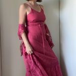 Vintage Lace Maxi Dress with Jacket Mauve Full Length Sundress Prom Size M/8 Pink Size M Photo 14