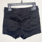 American Eagle sateen hi-rise shorties fringed hem in black Photo 1